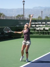 Maria Kirilenko warming up her serve