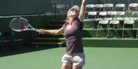 Maria Kirilenko warming up her serve